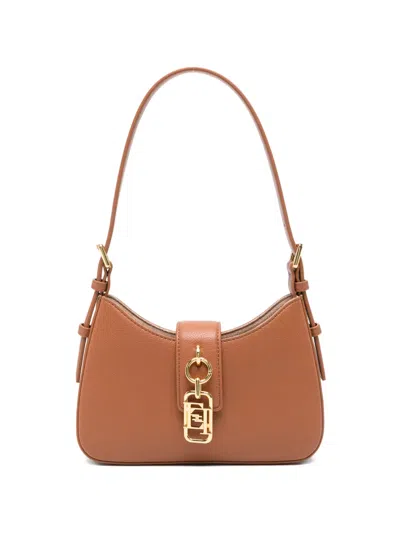 Elisabetta Franchi Logo-charm Tote Bag In Brown