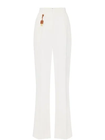 Elisabetta Franchi Logo-charm Trousers In White