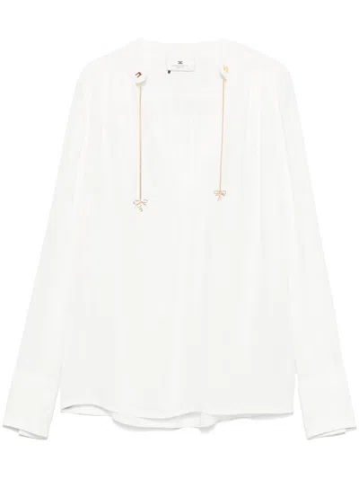 Elisabetta Franchi Logo-charms Georgette Blouse In White
