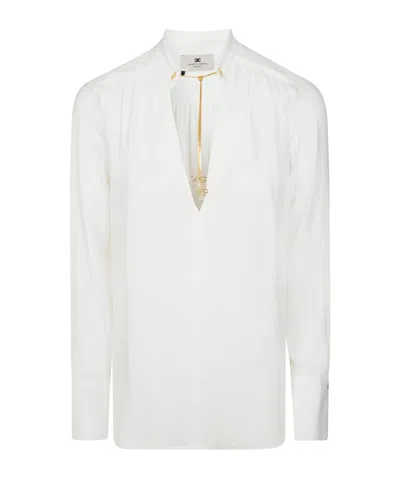 Elisabetta Franchi Logo-charms Georgette Blouse In White