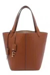 Elisabetta Franchi Logo Charms Small Tote Bag In Brown