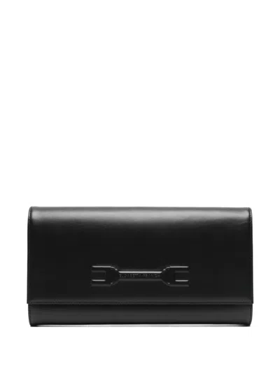 Elisabetta Franchi Logo Cluch Bag In Black