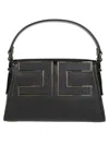 Elisabetta Franchi Black Handbag With Maxi Logo In Brown