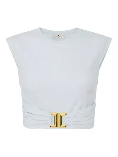 Elisabetta Franchi Logo Cotton Jersey T-shirt In White