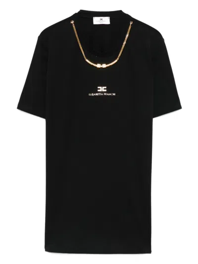 Elisabetta Franchi Cotton Jersey T-shirt With Necklace Clothing In Black