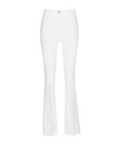 Elisabetta Franchi Logo Crepe Bell Bottoms In White