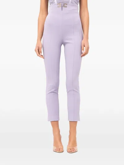 Elisabetta Franchi Logo Cropped Trousers In Purple