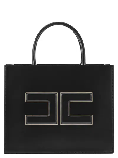 Elisabetta Franchi Medium Logo-plaque Tote Bag In Black