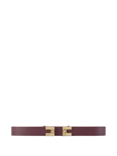 Elisabetta Franchi Logo-detail Belt In Burgundy