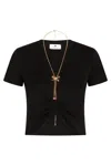 Elisabetta Franchi Logo Detail Cropped T-shirt In Black
