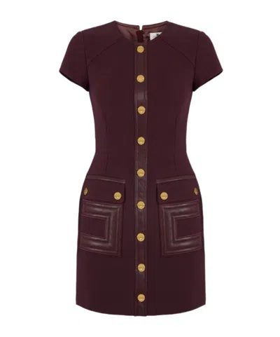 ELISABETTA FRANCHI ELISABETTA FRANCHI LOGO DETAIL DOUBLE-LAYER CRÊPE DRESS
