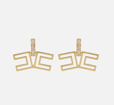 Elisabetta Franchi Logo Detail Earrings In Gold