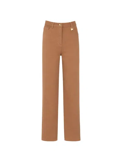 Elisabetta Franchi Logo-detail Jeans In Brown