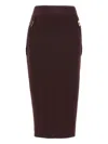 Elisabetta Franchi Corsetry-inspired Midi Skirt With Zigzag Stitching In Brown