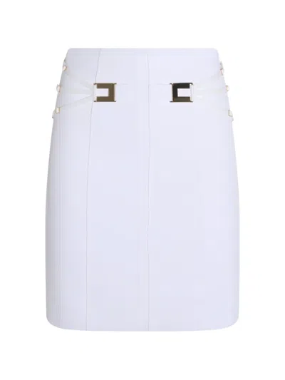 Elisabetta Franchi High Waist Mini Skirt Buckle Detail In White