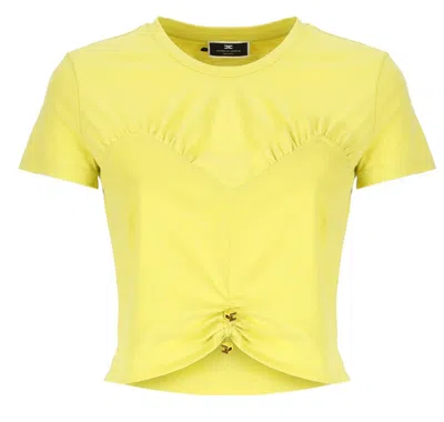 Elisabetta Franchi Cedar Cropped T-shirt In Yellow