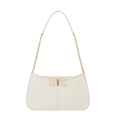 Elisabetta Franchi Logo Detailed Over-the-shoulder Bag In White