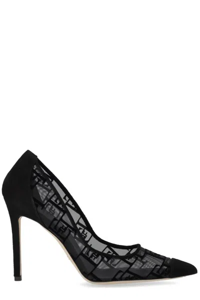 Elisabetta Franchi Logo Detailed Pointed Toe Pumps In Schwarz