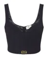 Elisabetta Franchi Lightweight Corset-style Crepe Top With Heart Neckline In Black