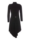 Elisabetta Franchi Black Long Sleeves Rhinestone Embellishment Dress In Negro