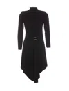 Elisabetta Franchi Black Long Sleeves Rhinestone Embellishment Dress In Black