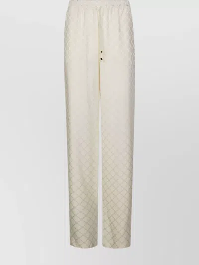 Elisabetta Franchi Logo Drawstring Waist Geometric Trousers In Neutral