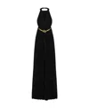 Elisabetta Franchi Velvet Dress With Deep V Neckline And Hood In Black