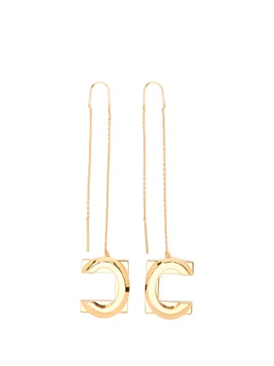 Elisabetta Franchi Logo-drop Earrings In Gold