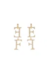 Elisabetta Franchi Logo Drop Earrings With Rhinestones In Oro Giallo