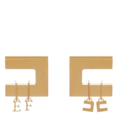 Elisabetta Franchi Logo Earrings In Gold