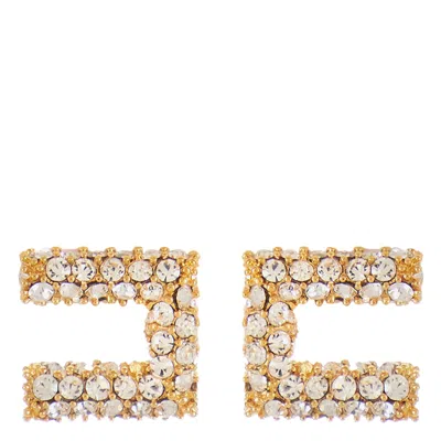 Elisabetta Franchi Logo Earrings In Multi