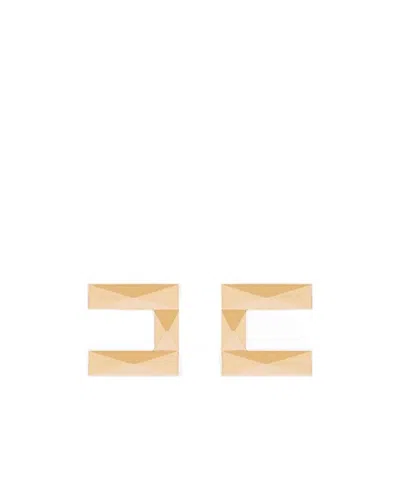 Elisabetta Franchi Logo Earrings In Yellow