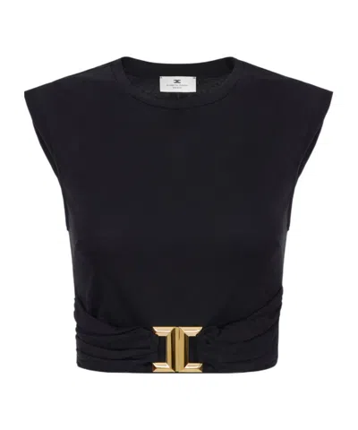 ELISABETTA FRANCHI ELISABETTA FRANCHI LOGO EMBELLISHED JERSEY T-SHIRT