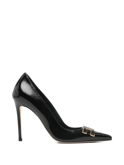 Elisabetta Franchi Logo-embellished Point-toe Pumps In Black
