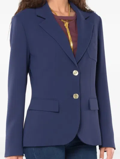 Elisabetta Franchi Logo-embroidered Blazer In Blue