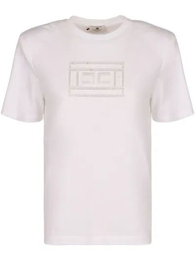 Elisabetta Franchi Logo-embroidered Cotton T-shirt In White