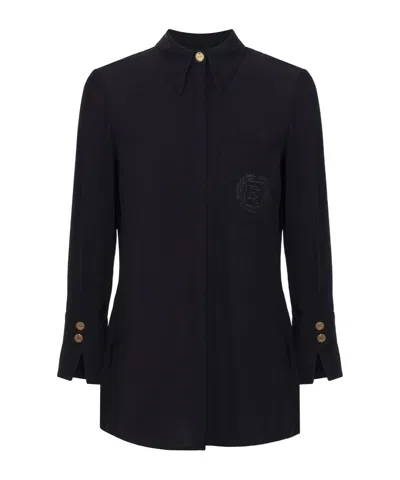 ELISABETTA FRANCHI ELISABETTA FRANCHI LOGO-EMBROIDERED STRAIGHT HEM SHIRT