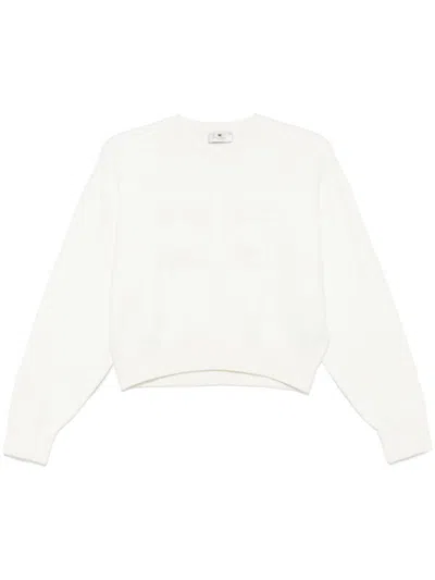 Elisabetta Franchi Logo-embroidered Cropped Sweatshirt In Beige