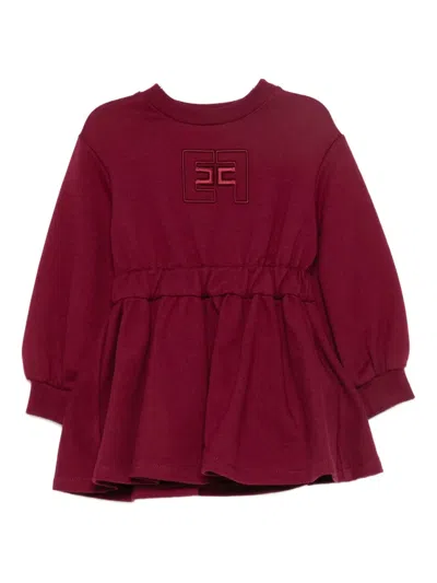 Elisabetta Franchi Kids' Logo-embroidered Dress In Red
