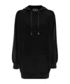 Elisabetta Franchi Logo-embroidered Hooded Sweatshirt Dress In Black