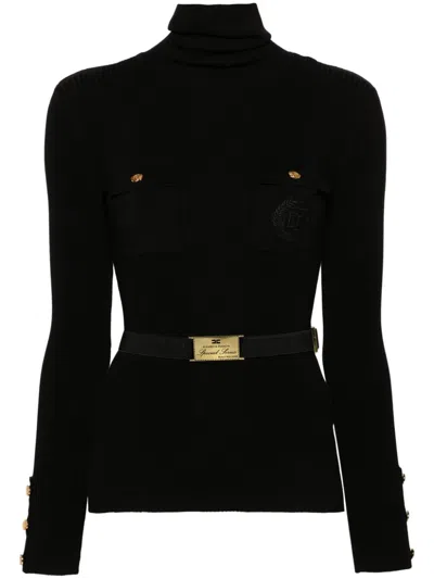 Elisabetta Franchi Logo-embroidered Jumper In Black