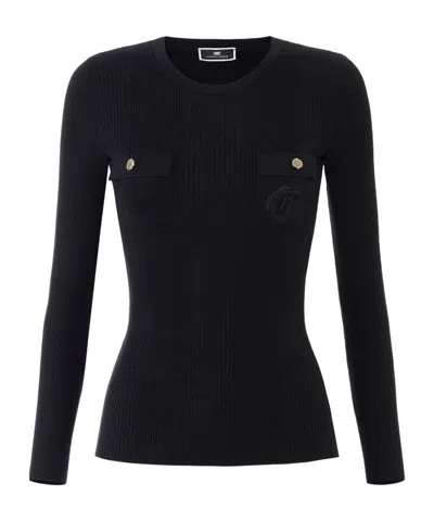 Elisabetta Franchi Logo-embroidered Jumper In Black