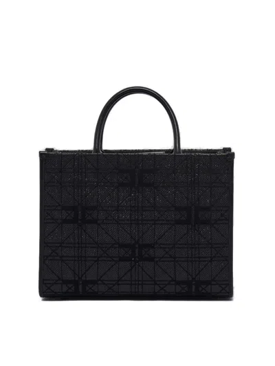 Elisabetta Franchi Monogram Jacquard Large Tote Bag In Black