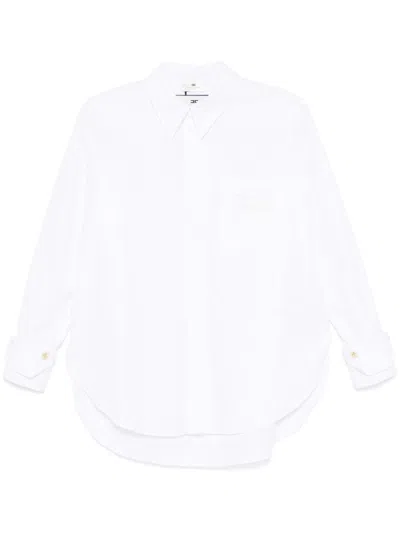 Elisabetta Franchi Logo-embroidered Poplin Shirt In White