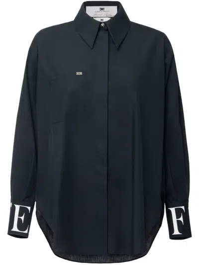 Elisabetta Franchi Logo-embroidered Shirt In Black