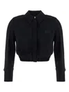 Elisabetta Franchi Georgette Cropped Blouse In Black