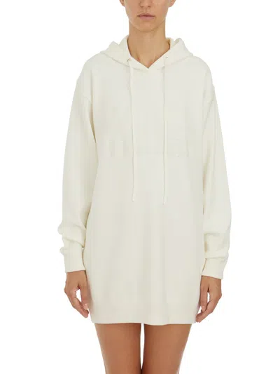 Elisabetta Franchi Logo Embroidered Sweatshirt Dress In White