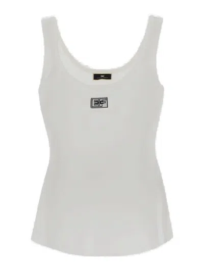 Elisabetta Franchi Logo Tank Top In White