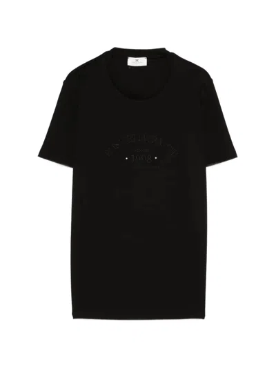 Elisabetta Franchi Cotton T Shirt Featuring Logo Embroidery In Black