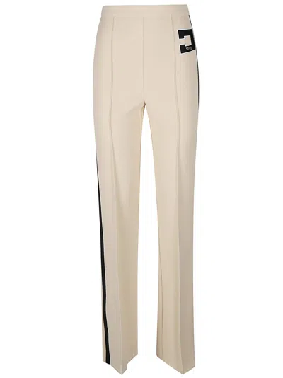 Elisabetta Franchi Logo Embroidery Pant In White